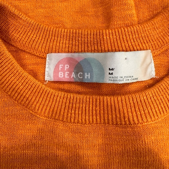Free People Beach Cropped Orange Long Sleeve Women's Top Medium - Picture 5 of 5